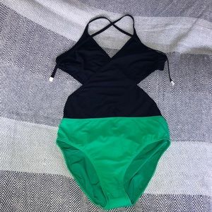 Tory Burch Color-Block Wrap One-Piece